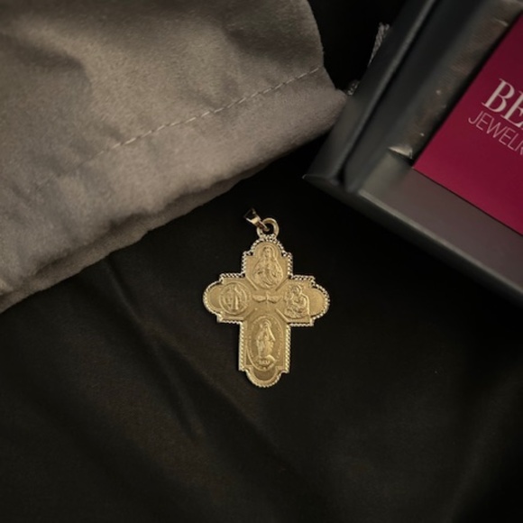 Bellezza Bronze Double-sided Diamond-cut Cross--NIB - Picture 10 of 15